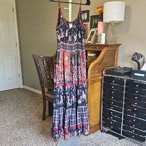 Bila Boho Multi Color Floral Sleeveless Maxi Dress Size Large